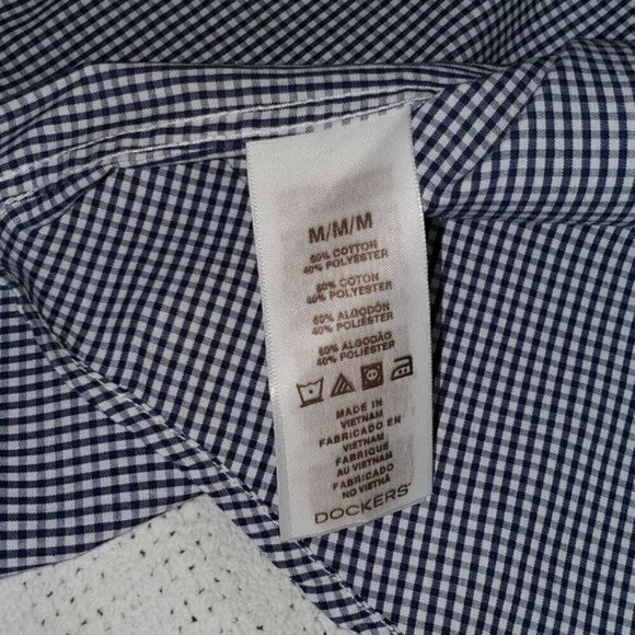 Dockers Logo Casual Button Down Blue & White Striped Short Sleeve Sz M Shirt - Picture 5 of 9